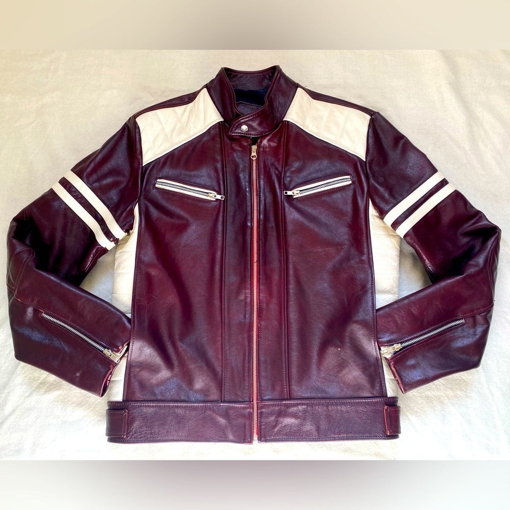 Burgundy Leather Racer Jacket From Buenos
Aires Argentina Men's Small/Medium